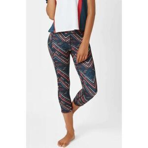 Sweaty Betty Leggings Blue and Orange Chevron Zig Zag /  Reversible  Crop Small